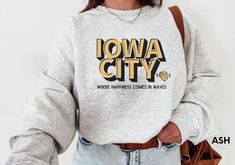 Iowa City Sweatshirt, Iowa City Wave Shirt, Iowa Wave Shirt, Fall Sweater, Iowa City Crewneck, Football Sweatshirt, Game Day Sweatshirt by NationalParkFam on Etsy City Sweatshirt, Game Day Sweatshirt, Waves Logo, Football Sweatshirt, Living Room Couch, Fall Sweater