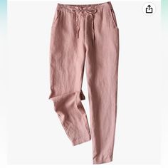 Nwt I Feel These Would Fit A Size 6 Best. I Am An 8 In Lucky Jeans, Size 8 In Ralph Lauren Green Label. I Am 5’8” And 150#, Average Build And They Are A Bit Tight In The Waist And Hips. Great Pants, I Wish They Fit! Cropped Linen Tapered Pant - Dusty Rose - Size Medium 100% Linen - Hand Wash Only Questions? Leave A Comment Below! White Beach Pants, Streetwear Plus Size, Linen Harem Pants, Linen Drawstring Pants, Cotton Linen Pants, Vintage Swimwear, Linen Pants Women, Elastic Waist Pants, Tapered Pants