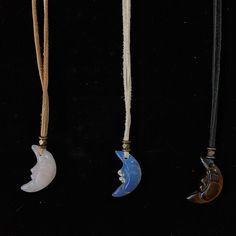 This Listing Is For One Of All Three Available. Each String On A Piece Of Deerskin Leather Lace Accented With African Brass Beads. Drop Is Roughly 18 Inches Including Moon. Man In Moon, African Brass Beads, Brass Beads, Moon Pendant Necklace, Necklace Rose, Deer Skin, Moon Pendant, Leather Lace, Eye Color