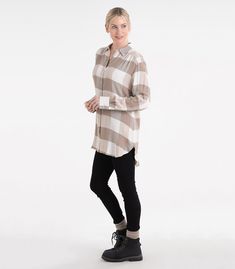 Made from a luxury rayon blend  our Women's Plaid Button Down Tunic offers a soft  comfortable feel with a flowy fit. The versatile style features roll sleeves  allowing you to effortlessly customize your look. Whether paired with your favorite leggings or jeans  this tunic is your go-to piece year-round. Roll Sleeves, Favorite Leggings, Plaid Tunic, White Tail, Pearl Buttons, Tunic Blouse, Versatile Style, Womens Plaid, Outdoor Adventures