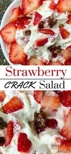 This is absolutely the BEST potluck dessert salad I have everh had! IF you love strawberries, then this strawberriy dessert salad with toffee will make your tastebuds sing! Desserts Potluck, Potluck Dessert, Ready Meals, Tiramisu Dessert, Potluck Dinner, Potluck Desserts, Strawberry Dessert, Strawberry Salad, Fruit Salad Recipes