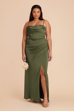 Carrie Matte Satin Dress - OliveCarrie Matte Satin Dress - Olive Olive Green Formal Dress, Plus Size Gala Dress, Plus Size Satin Dress, Olive Bridesmaid Dresses, Carrie Dress, Convertible Bridesmaid Dress, Birdy Grey, Elegant Bridesmaid Dresses, Maid Of Honour Dresses