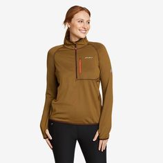 Women's High Route Grid Fleece 1/4-zip | Eddie Bauer Functional Activewear For Winter Sports In Fall, Functional Activewear For Winter Sports, Functional Fleece Stretch Activewear, Functional Stretch Fleece Activewear, Functional Long Sleeve Activewear For Winter Sports, Functional Midweight Activewear For Fall, Long Sleeve Nylon Activewear For Hiking, Technical Half-zip Activewear For Outdoor, Functional Midweight Windproof Activewear