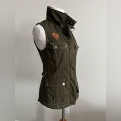 New Goode Rider Equestrian Vest-Green-Xs Brand New No Tags Fitted Khaki Outerwear For Outdoor Activities, Fitted Khaki Outerwear For Outdoor, Fitted Vest For Outdoor Activities, Fitted Utility Vest For Workwear, Fitted Utility Vest For Fall, Riders Jacket, Equestrian, Jackets For Women, Jackets & Coats