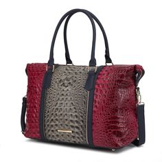 Make a chic escape with our Raven Weekender Bag. This stylish duffle-shaped carryall will neatly hold all your belongings while you’re traveling. The Raven Weekender is a one-compartment style and has top zipper closure for your safety. Crafted from a combination of faux crocodile-embossed and smooth vegan leather with a color block finish, and designed with gold-tone embellishment, this bag will add instant personality to any look. Unzips the Raven Weekender to reveal a fully lined interior wit Harry Potter Purse, Womens Weekender Bag, The Raven, Purses Designer, Satchel Handbags, Leather Care, Weekender Bag, Duffel Bag, Clutch Handbag