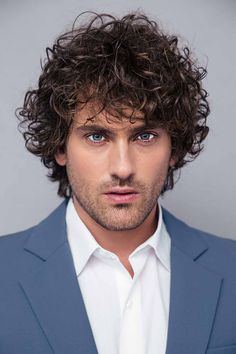 Men's Curly Hairstyles, Curly Full Lace Wig, Full Lace Wig Human Hair, Messy Curls, Medium Curly, Beard Hairstyle, Mens Wigs, Latest Hair, Long Curls