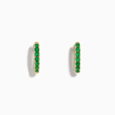 Effy 14K Yellow Gold Emerald Huggie Earrings Emerald Earrings, Huggie Earrings, Huggies Earrings, Emerald, Yellow Gold, Yellow, Gold