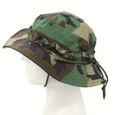 The jungle boonie hat from the Military Place is made of a polyester cotton blend with an adjustable chin strap and cordlock for an easy fit Decoration Sewn Webbing: Crown has nylon loops for extra camouflage or carrying small items Great Ventilation: These hats feature screen vents to keep you dry. The wide brim provides protection from the sun High Performance Bucket Hat: It is perfect for the beach, pool, fishing, hiking, camping, walking, hunting, gardening or any outdoor sports and activities one size fits most. We offer 100% money back guarantee ,and a 30 days free return . We appreciate your business ,and thank you for visiting THE MILITARY PLACE. Boonie Hat, Military Insignia, Military Hat, Army Fashion, Military Style, The Military, Wide Brimmed Hats, Brim Hat, Beach Pool