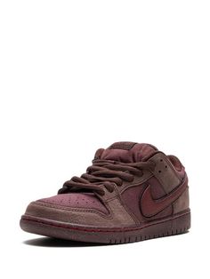 Nike SB Dunk Low "City Of Love" Sneakers - Farfetch Low-top Suede Sneakers With Laces, Sporty Custom Suede Sneakers With Laces, Suede Skate Shoes With Contrast Sole And Round Toe, Suede Skate Shoes With Contrast Sole, Nike Suede Lace-up Sneakers, Low-top Sneakers With Red Sole, Leather High-top Sneakers With Red Sole For Streetwear, Urban Leather Sneakers With Red Sole, Brown Suede Sneakers For Streetwear