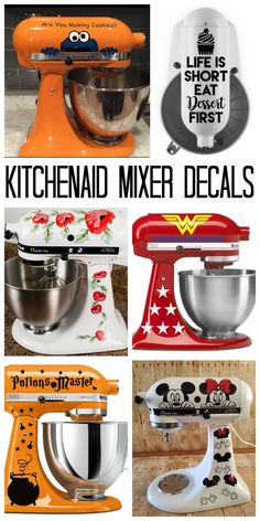 the kitchen mixer decals are all different colors and designs, but there is no image to describe