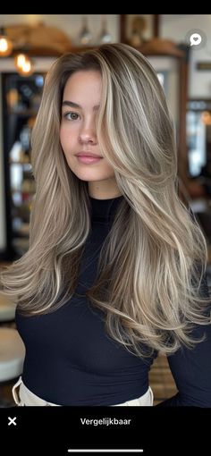 Natural Blonde Balayage Hair, Blonde Hair Color Ideas Brown Roots, Salon Blonde Hair, Ash Dark Blonde Hair Highlights, Process Of Going Blonde From Dark, Blonde Cool Highlights, Blonde Balayage Inspiration, Natural Hair Color Ideas For Blondes, Light Ash Blonde Balayage On Dark Hair