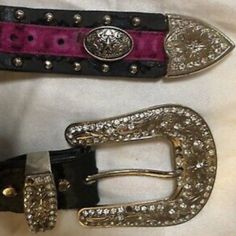 P&G Collection Women's Bling Style Leather Belt With Rhinestones And Pink/Black Zebra Print Center. Black Belt With Pink/Black Zebra Print Center. Leather. Size: Medium. Studs And Rhinestones. Western Style Bling Buckle. Brand New, Never Used. Belt Has Been In My Closet And A Few Of The Rhinestones Has Fell Off The Buckle (As Seen In Photos), They Can Easily Be Replaced With Cheap Rhinestones From Walmart In The Crafting Section. Western Bling, Print Center, Western Belts, Printing Center, Western Style, Black Belt, Zebra Print, Western Fashion, Leather Belt