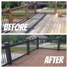 the before and after photos of a deck