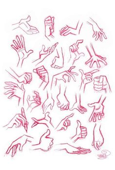 a drawing of many hands and fingers in different positions, with one hand reaching for the other