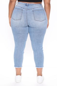 Available In Light Blue Wash High Rise Stretch Denim 5 Pockets Fray Hem 26" Inseam Disclaimer: Due To The Specialized Wash Process. Each Item Is Unique. 64% Cotton 32% Polyester 2% Rayon 2% Spandex Imported Curve Jeans, Curve Dresses, Womens Loungewear, Ankle Jeans, Rompers Women, Sweater Shop, Women Lingerie, Size 13, Stretch Denim