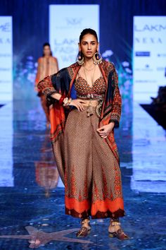 Rajdeep Ranawat, Silk Cape, Bohemian Jackets, Printed Palazzo Pants, Navy Blue Jacket, Red Lehenga, Palazzo Set, Embellished Jacket, Glamorous Style