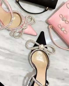 Lasaky - Bowknot Rhinestone Pointed Toe Wedding Guest Heels Crystal Wedding Shoes For Party, Chic Crystal Heels For Wedding, Wedding Guest Heels, Heels For Wedding, Cute High Heels, Crystal Heels, Party Heels, Mini Dress Formal, Closed Toe Shoes