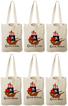 Set of SIX Personalized Party Favor Bags with Adorable Pirate Ships Six types of bags to choose from: - 6 x 6 inch natural cotton - 6 x 6 inch white cotton - 8 x 8 inch natural cotton - 8 x 8 x 1.5 inch canvas - 9 x 11 x 1.2 inch natural cotton - 11 x 13 x 1.2 inch natural cotton Eco Friendly 100% cotton or canvas can be reused! Care Instructions - Machine wash using cold water cycle to avoid shrinking. Do not dry in machine dryer, this may cause shrinkage. You may find that the bag looks a litt Themed Rectangular Bag As A Gift, Themed Rectangular Bag For Gifts, Themed Rectangular Gift Bag, Pirate Party Goody Bags, Pirate Goody Bag Ideas, Pirate Party Bags, Teacher Lunch Bag, Pirate Favor Bags, Pirate Water Bottle Labels Free