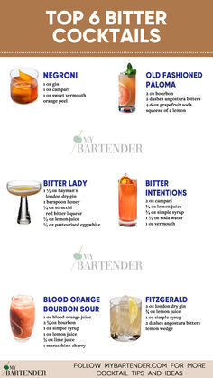 Bitter Cocktails Bitter Cocktail Recipes, Drinks With Bitters, Cocktails With Bitters, Angostura Bitters Cocktails, Bitter Cocktail, Alcoholic Recipes, Bartender Drinks Recipes, Fruity Alcohol Drinks, Negroni Cocktail