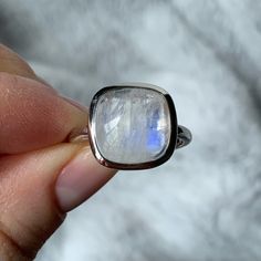 Natural Moonstone Ring. Sterling Silver. Each Stone Is Unique And Offers Different Pattern And Inclusion Of Color. This Particular One On The Picture Is Size 9. If You Are A Different Size And Would Like To See Patterns That I Have In Your Size, Please Message Me And I Will Post. Otherwise If You Select Other Size Than 9, I Will Ship One Of The Patterns That I Have. New! Never Been Worn! Comes With A Box. White Moonstone Ring With Si Clarity, White Moonstone Ring With Si Clarity For Gift, White Moon-shaped Crystal Ring Gift, White Moon Shaped Crystal Ring Gift, Romantic Rings, Stackable Rings Silver, White Opal Ring, Moonstone Ring Sterling Silver, Acrylic Ring