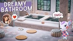 an animated image of a woman in a bathtub with cookies on the floor next to it