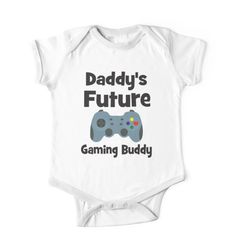 Soft and durable One-Piece - Short Sleeve kids clothing. Solid colors are 100% cotton, heather colors are cotton blends. Range of color options. Great gift for any baby with a gamer dad or an expecting gamer dad (family). A unique funny baby shower gift, newborn gift or for any baby occasion. Father's Day Cotton Onesie With Graphic Print, Cotton Onesie For Father's Day, Customizable Cotton Onesie For Father's Day, Nerd Baby, Funny Baby Shower Gifts, Diy Cnc Router, Cute Pregnancy Announcement, Funny Onesies, Diy Cnc