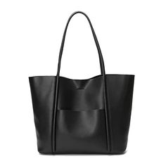 PRICES MAY VARY. 100% GENUINE LEATHER: This leather tote is made of high-quality Cowhide Genuine Leather with durable hardware, Top Strong Magnetic Snap Closure. In your order, you will receive 1 handbag and 1 clutch. The deceptively simple design reveals a sense of style. Top-handle Bag Size Details：Handbag size: 16.9*4.7*10.2 inches, portable height is 10.6 inches, which is enough to pass through your Armhole. Clutch size: 9.5*3.8*11 inches.Suitable for daily carrying, you can carry items need Big Bags Fashion, Cowhide Bag, Black Leather Tote Bag, Genuine Leather Totes, Genuine Leather Handbag, Big Bags, Casual Tote, Shoulder Tote Bag, Large Tote Bag