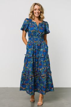 Palmer Tiered Maxi Dress | Cobalt Multi - Baltic Born Tara Dress, Skirt With Ruffles, Baltic Born, Summer Fashion Dresses, Romper Outfit, Maxi Dress Cotton, Tiered Maxi Dress, Dresses Summer, Tier Skirt