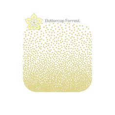 the buttercup forest logo on a white background with yellow and pink polka dotes