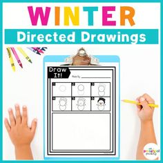 winter directed drawings for kids to practice their handwriting and numbers with the help of pencils