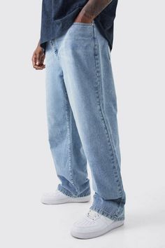 Plus Relaxed Rigid Jean | boohooMAN USA Men's Cheap Jeans With Multiple Pockets, Cheap Trendy Men's Cargo Jeans, Cheap Mid-rise Men's Bottoms, Men’s Relaxed Jeans, Cheap Trendy Men's Jeans, Cheap Casual Men's Bottoms, Comfortable Jeans Men, Ankle Length Mens Jeans, Mom Fit Jeans Outfits Men