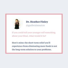 @drheatherfinley posted to Instagram: 💓 What would you tell your younger self on her gut health journey? I remember being in my early 20s and feeling so defeated with my own gut issues. I'd spent over two decades struggling and was at the point of wanting to give up. I thought that the entire reason I had digestive issues was because of food! I even remember being in a restaurant with my family when I was 12 years old, and my dad asked me what I wanted to order and I just started cry Early 20s, Younger Self, Health Journey, Something About You