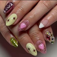 Jewels Nails, Cowboy Nails, Pink Chrome, Daisy Nails, Pretty Gel Nails, Nails Pink