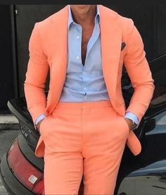 This is a Classy Orange 2 Piece Suit by fixashop /crafted from high quality fabric and imported materials. Our products are handcrafted by experienced tailors who make sure the that the stitching is precise, lining is proper and the overall product is sturdy enough to not go out of shape for more than a few years. Also all our products have extra margins in their length, sleeves, sides so it's easily alterable if your size changes after some time. To see more available colours and designs in this collection, Check out the ' Collection' Section. *This is a 2 piece set of a Coat+pant  *We also offer customization so we can provide you an even better fit if you massage us your measurements (in inches) of Chest, Stomach, Waist, Hip, Shoulder and Actual Height after ordering. *Want this product Wedding Dress For Boys, Men Suits Prom, Beach Wedding Suits, Mens Wedding Suits, Prom Suits For Men, Blazer Outfits Men, Trendy Suits, Suits Prom, Custom Made Suits