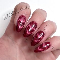 Red Cat Eye, Vday Nails, Bright Summer Nails, Cute Simple Nails, Alcohol Wipes, Edgy Nails, Eye Nails, Shine Nails, Cat Eye Nails