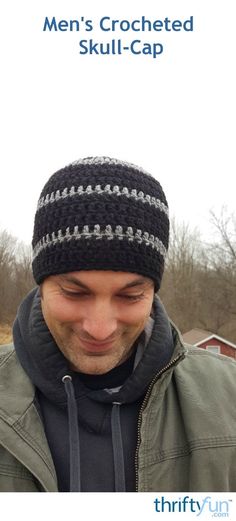 a man wearing a black and white knitted hat