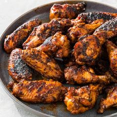 grilled chicken wings in a frying pan