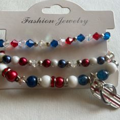 These Are Handmade In My Home. Some Bracelets Are Stretchy, Some Have A Toggle Closure. Some Have A Clasp Or Magnetic. All Zinc Free Good Quality Stones. Thank You For Shopping My Closet Blue Stretch Bracelet For 4th Of July Gift, Patriotic Round Beads Jewelry Gift, Handmade Patriotic Bracelets For Gift, Adjustable Blue Jewelry For 4th Of July, Handmade Patriotic Blue Bracelet, Red Jewelry For 4th Of July Gift, Adjustable Patriotic Stretch Bracelet Gift, Handmade Patriotic Bracelet Jewelry, Patriotic Handmade Bracelet Jewelry