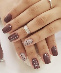 Fall Gel Nails, Plaid Nails, Nail Colors Winter, Classy Nails, Elegant Nails, Beautiful Nail Art, Cool Nail Art, Nail Arts