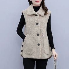 2023 New Autumn Winter Vest Jackets Women's Fashion Waistcoat Ladies Thickened Outwear Warm Vest Coat Outfits For Women, Coat Outfits For Women, Denim Vest Women, Fleece Vest Women, Waistcoat Fashion, Vest Jackets, Waistcoat Woman, Sleeveless Coat, Winter Vest