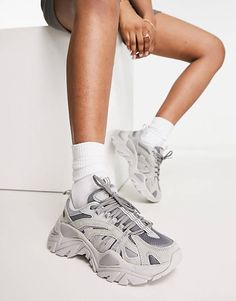 Fila Interation sneakers in gray | ASOS Fila Interation, Fila Sneakers, Fila Logo, Chunky Trainers, Adidas Brand, Fancy Outfits, Shoes Trainers, Cut Design