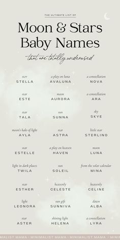 the moon and stars baby names