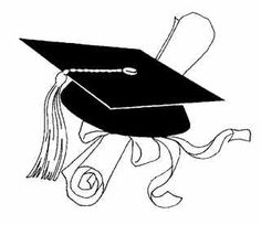 a black and white drawing of a graduate's cap with tassels on it