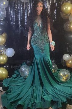 Glorious Long V-Neck Sleeveless Mermaid Prom Dress With Beading Emerald Green Evening Dress, Prom Dress Beaded, Colour Names List, Ruffle Prom Dress, Green Evening Dress, Mermaid Prom Dress, Sequin Prom Dress, Prom Dresses Sleeveless, Sequin Prom Dresses