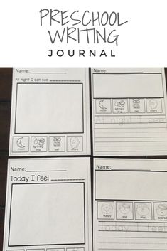 the preschool writing journal is filled with pictures and words to help students learn how to write