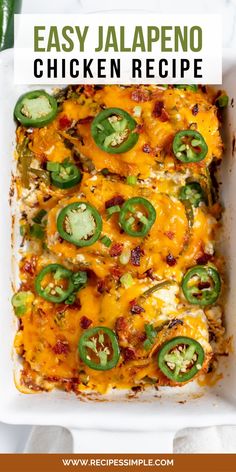 This Jalapeno Popper Chicken is a delicioussimple dish that's cheesy and spicy with crumbled bacon for a flavor explosion in every bite. Chicken And Rice Crockpot, Spicy Dinner Recipes, Buffalo Chicken Casserole, Cheddar Chicken