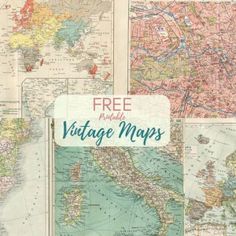 several maps are shown with the words, free vintage maps