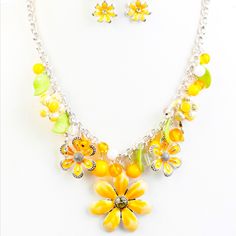 Enjoy This Beautifully Crafted Necklace And Earring Set. Fit For Any Occasion. This Set Is Sure To Make Your Clothing Pop!! Details: Necklace And Earrings Included. 18 Inches Long. Yellow Flower Necklaces For Jewelry Making, Cute Handmade Yellow Jewelry, Citrine Crystal Necklace, Layered Coin Necklace, Silver Coin Necklace, Geode Necklace, Vintage Style Necklace, Mesh Necklace, Lapis Pendant