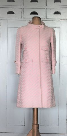 Nina Ricci 1960s Pink Coat - Etsy Retro Pink Spring Outerwear, Retro Pink Outerwear For Spring, Fitted Retro Pink Outerwear, Vintage Pink Outerwear With Pockets, Vintage Pink Spring Outerwear, Pink Coat, Print Coat, Op Art, Etsy Fashion