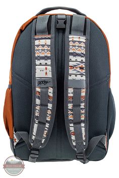 Hooey OX Rust Southwestern Aztec Print Backpack BP064RUGY Hooey Patented Hat Strap 2 Main compartments Detachable Rain Cover Water Resistant Base Fleece Lined Sunglass Pocket Suspension Strap Reinforced Top Handle Padded Shoulder Straps Breathable Back Panel Padded Laptop Sleeve Internal Organization Pockets Reflective Daisy Chain Loops Side Hydro Pockets 40 Liters 21" x 13.5" x 8.5" Style # BP064RUGY Wrangler Backpack, Western School Backpacks, Western Backpack Purse, Southwestern Style Bag With Adjustable Strap, Pattern Backpack